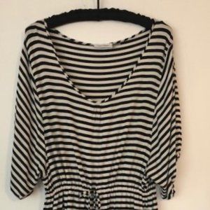 CALVIN KLEIN STRIPED IVORY/BLACK DRESS SIZE 14